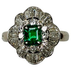 Bogo Platinum, Diamond and Emerald Ring