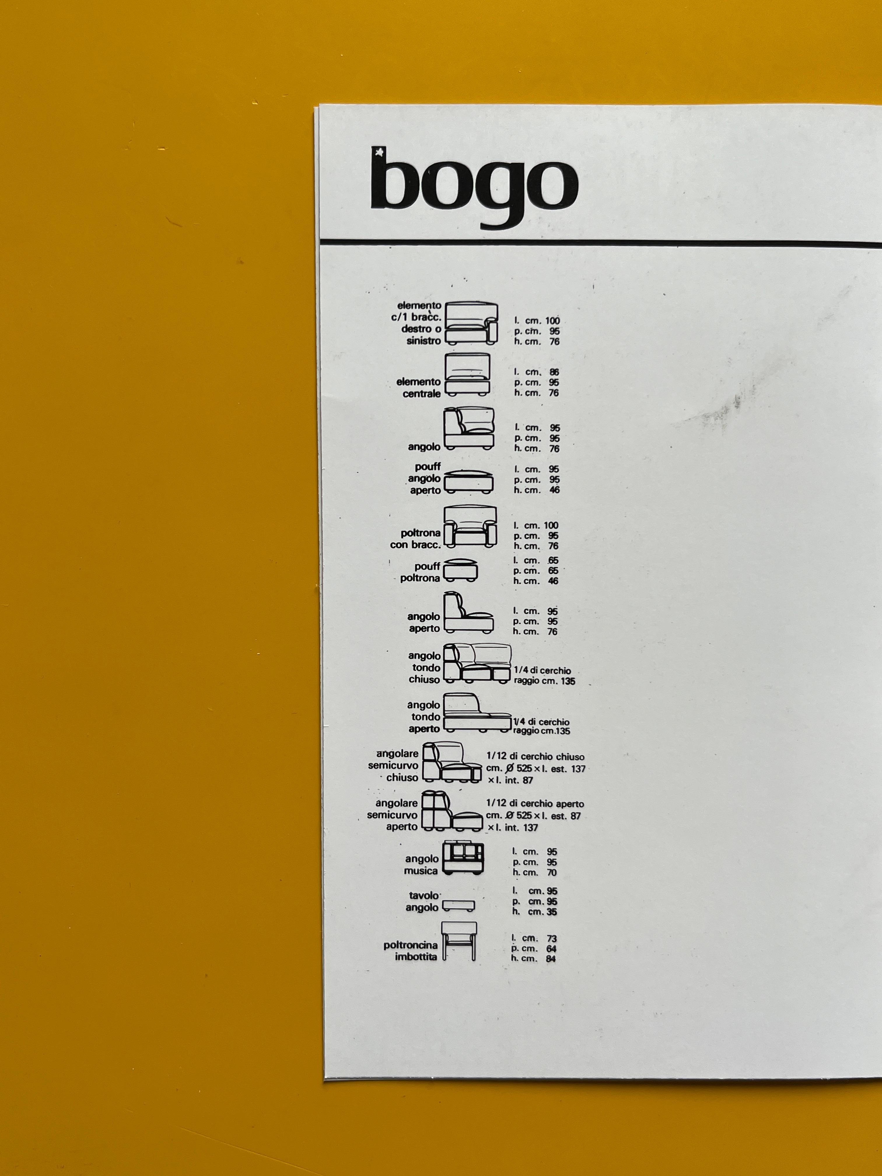 'Bogo' Serpentine Modular Sofa by Carlo Bartoli for Rossi di Albizzate, 1970s For Sale 6