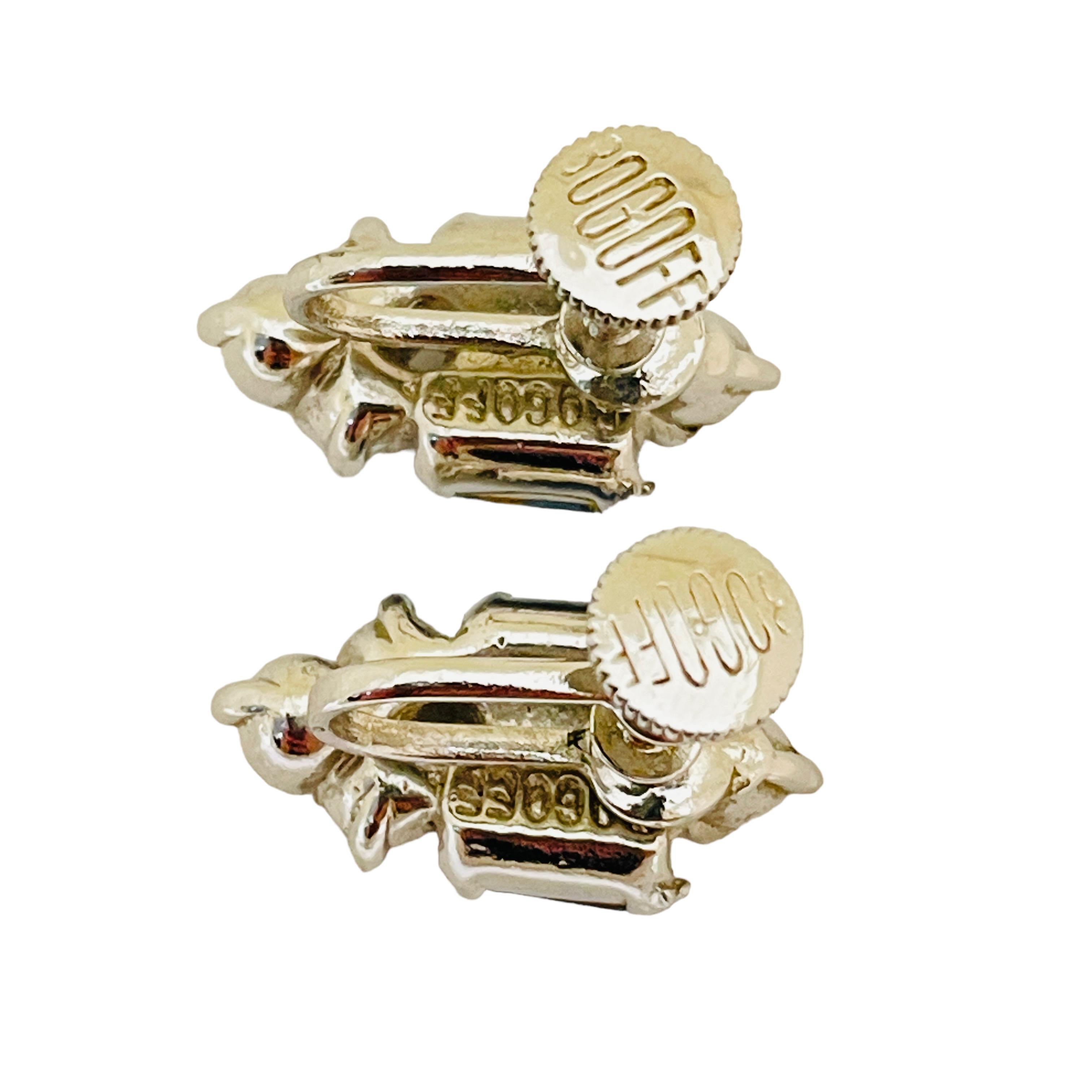 BOGOFF unterzeichnet Vintage Silber Ton Saphir Strass Designer Schraube Ohrringe im Zustand „Gut“ im Angebot in Palos Hills, IL