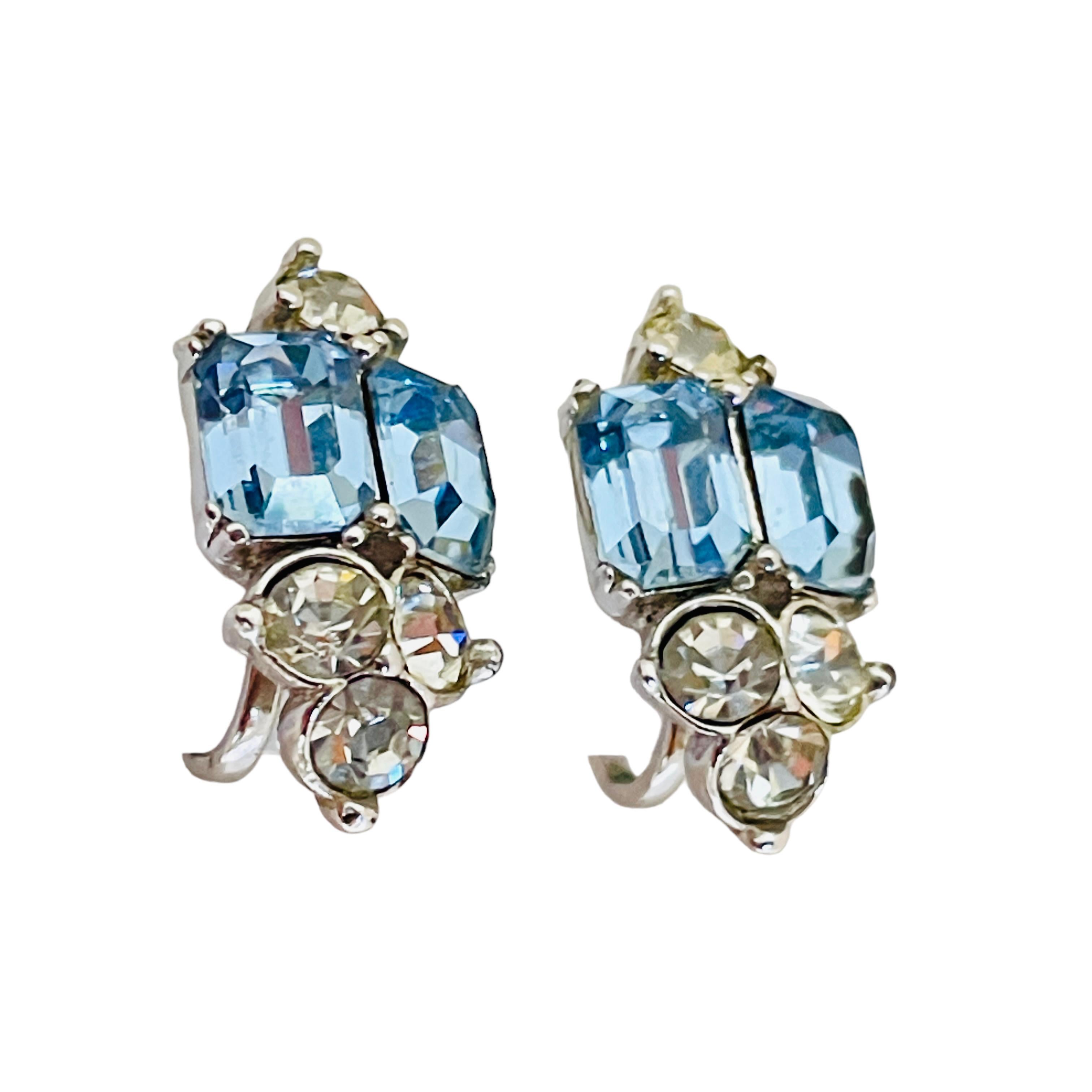 BOGOFF unterzeichnet Vintage Silber Ton Saphir Strass Designer Schraube Ohrringe für Damen oder Herren im Angebot