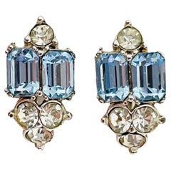 BOGOFF orecchini a vite firmati vintage in argento con zaffiro e strass