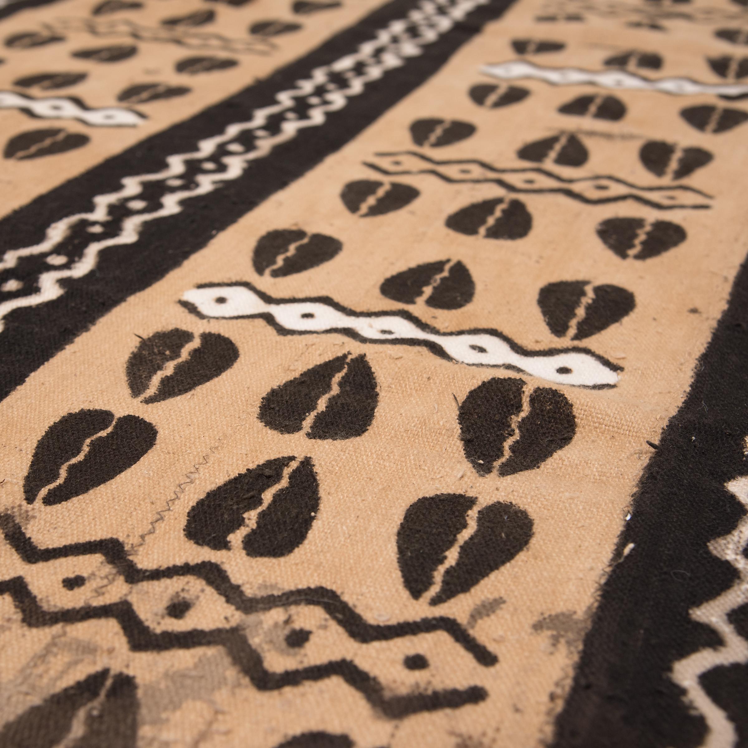 Folk Art Bogolan Cowrie Shell Mud Cloth Textile For Sale