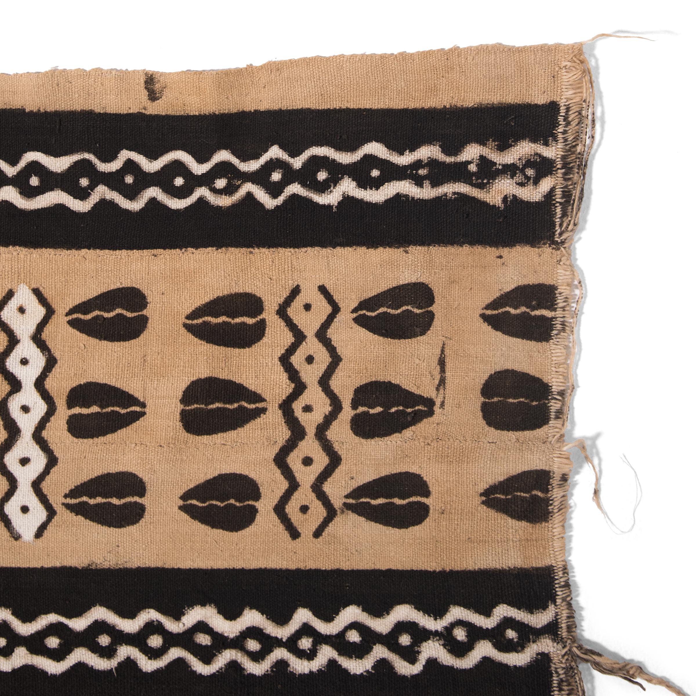 Malian Bogolan Cowrie Shell Mud Cloth Textile For Sale