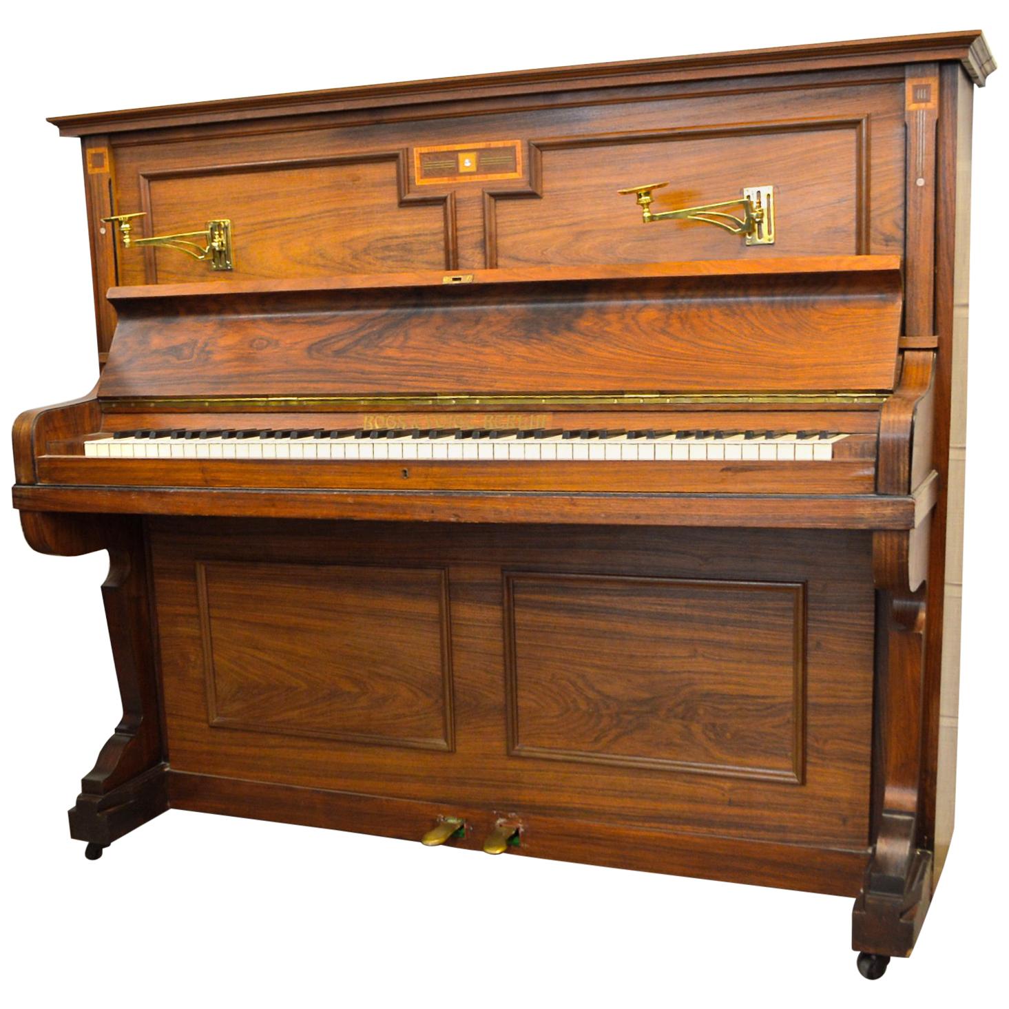 Bogs & Voight Upright Piano in Walnut Art Deco Finish For Sale
