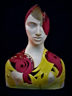 Bogulaw Popowicz, Unique Glazed Ceramic Sculpture, Portrait 45 x 37 x 25cm 2016