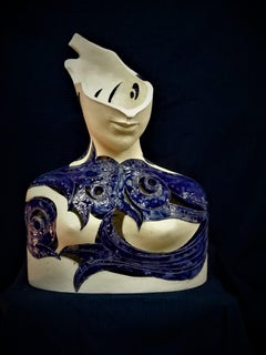 Bogulaw Popowicz, Unique Portrait, Glazed Ceramic Sculpture 47x36x25cm 2016