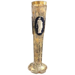 Bohaimian Cut and Enameled Vase, Early 20th Century