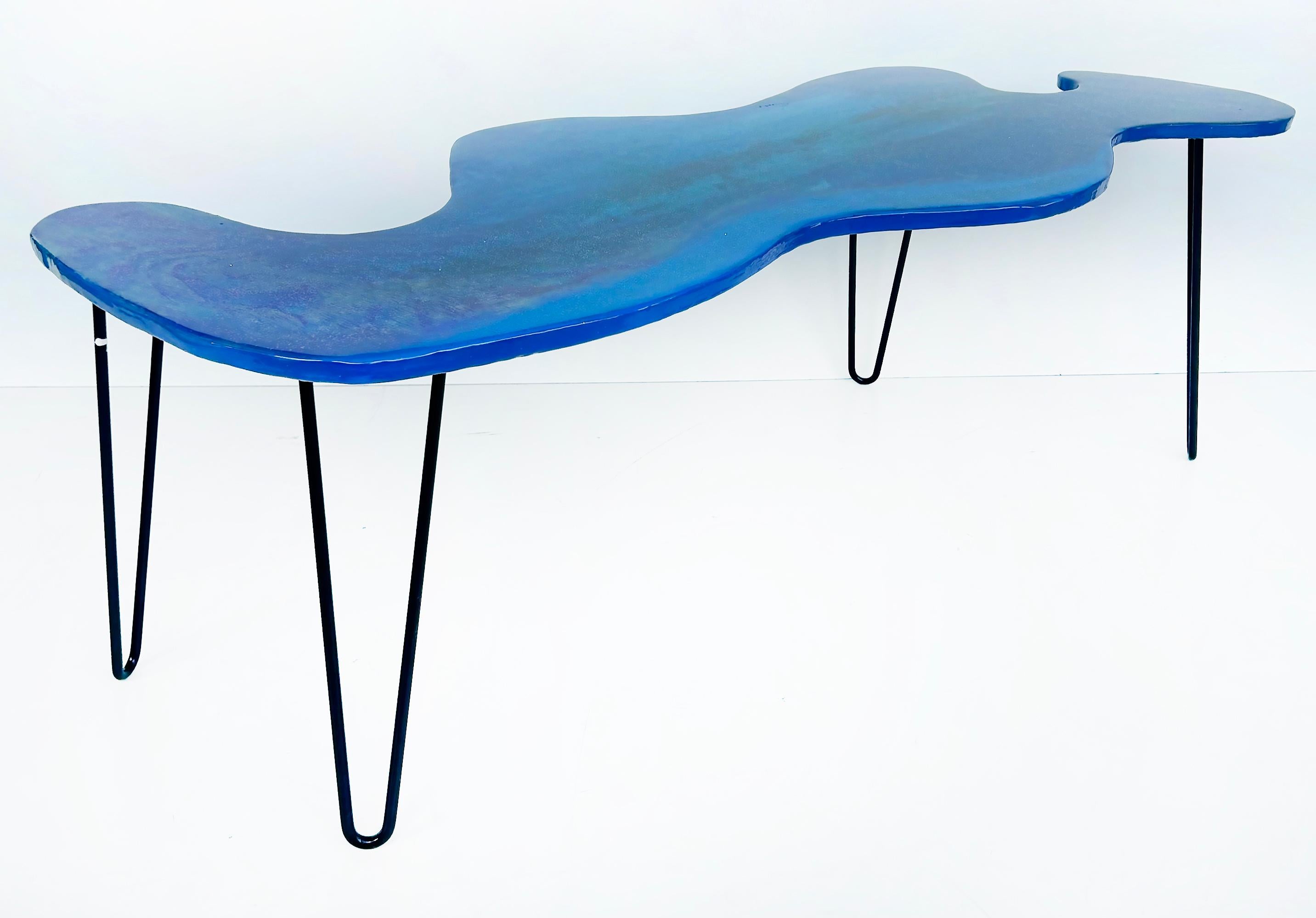 Modern Bohdan Andreas Functional Wall Art/Coffee Table in Hand-Painted Epoxy Resin For Sale