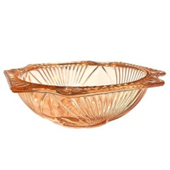 Bohemia Art Deco Salmon Pink Art Glass Candy Dish