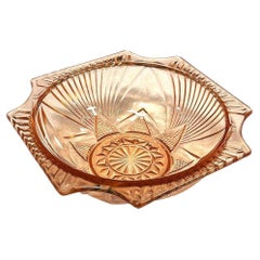 Bohemia Art Deco Salmon Pink Art Glass Candy Dish