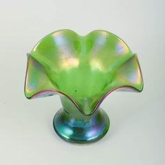 Bohemia, attributed to Loetz. Green glass vase with iridescent surface. C. 1900