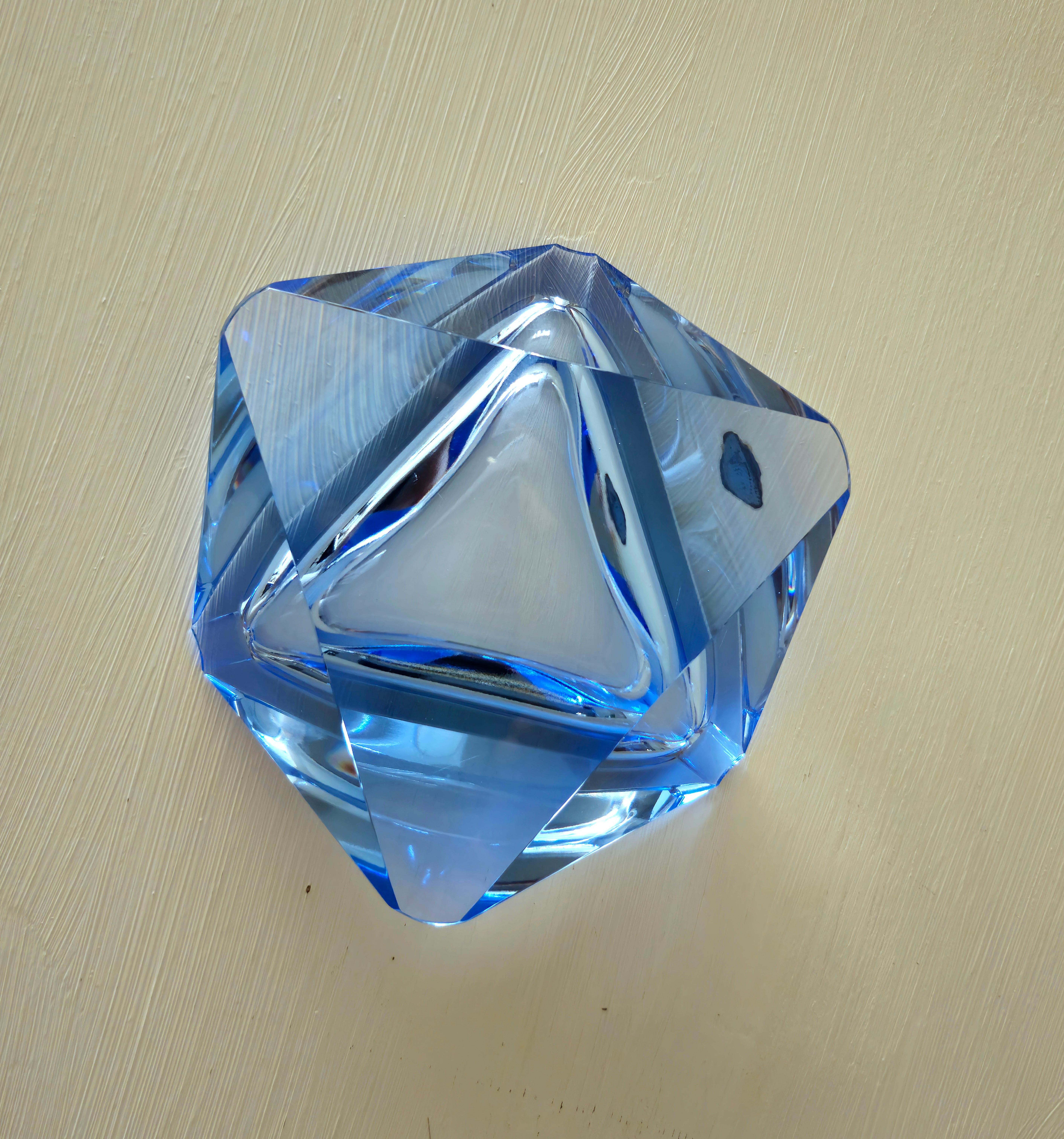 Bohemia Crystal Ashtray Blu Mid-Century Modern 1960s 8