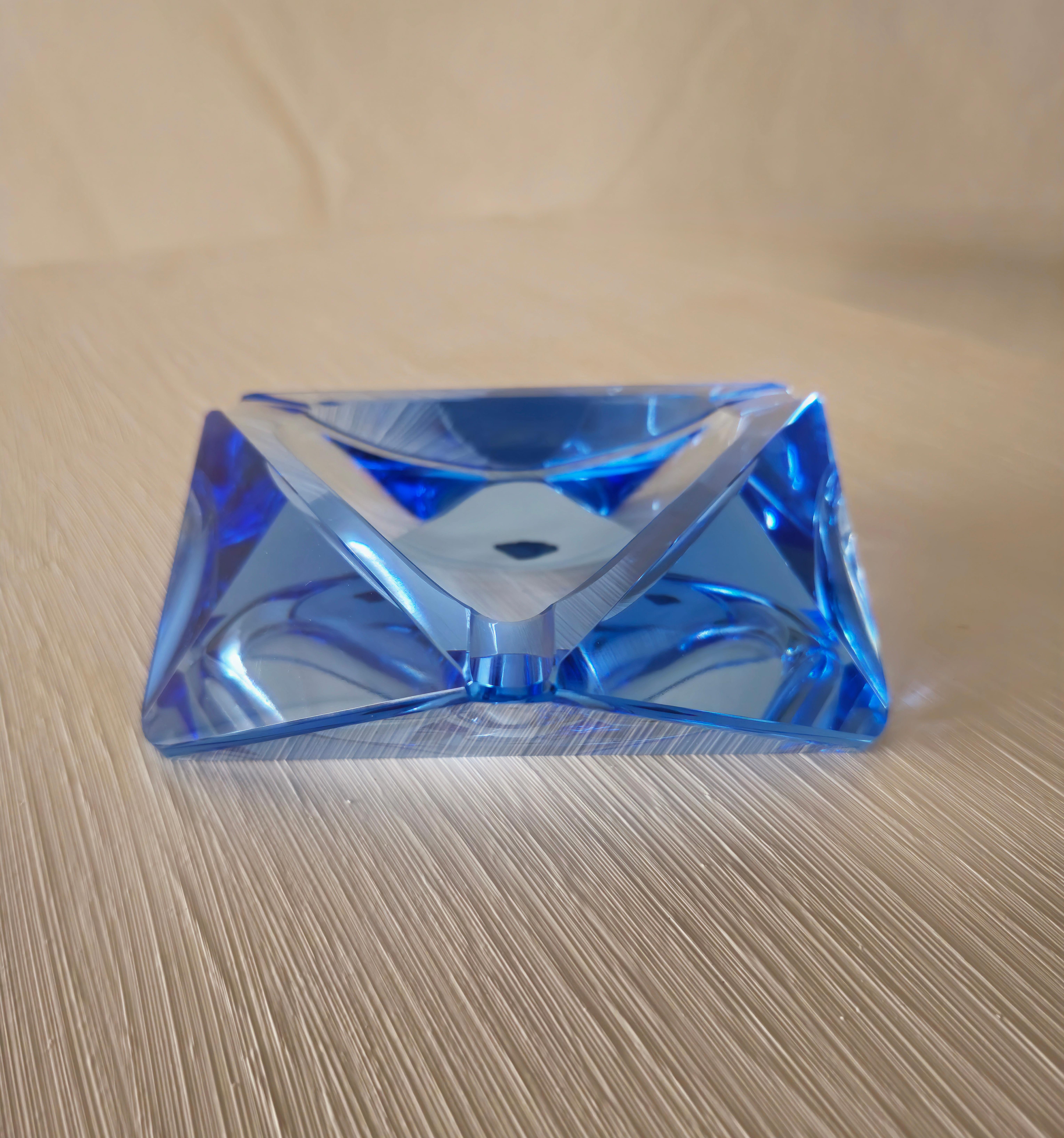 20th Century Bohemia Crystal Ashtray Blu Mid-Century Modern 1960s