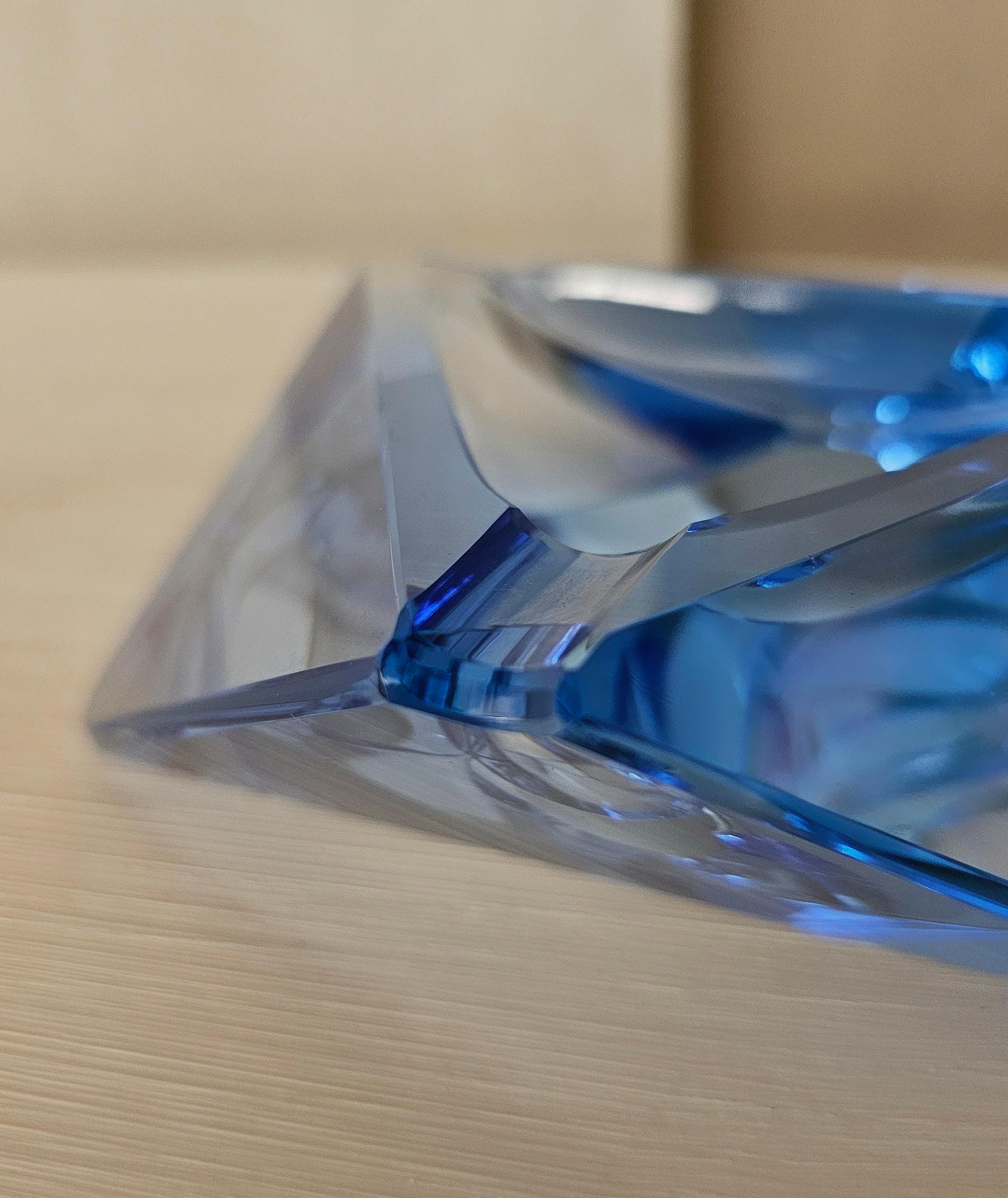 Bohemia Crystal Ashtray Blu Mid-Century Modern 1960s 4
