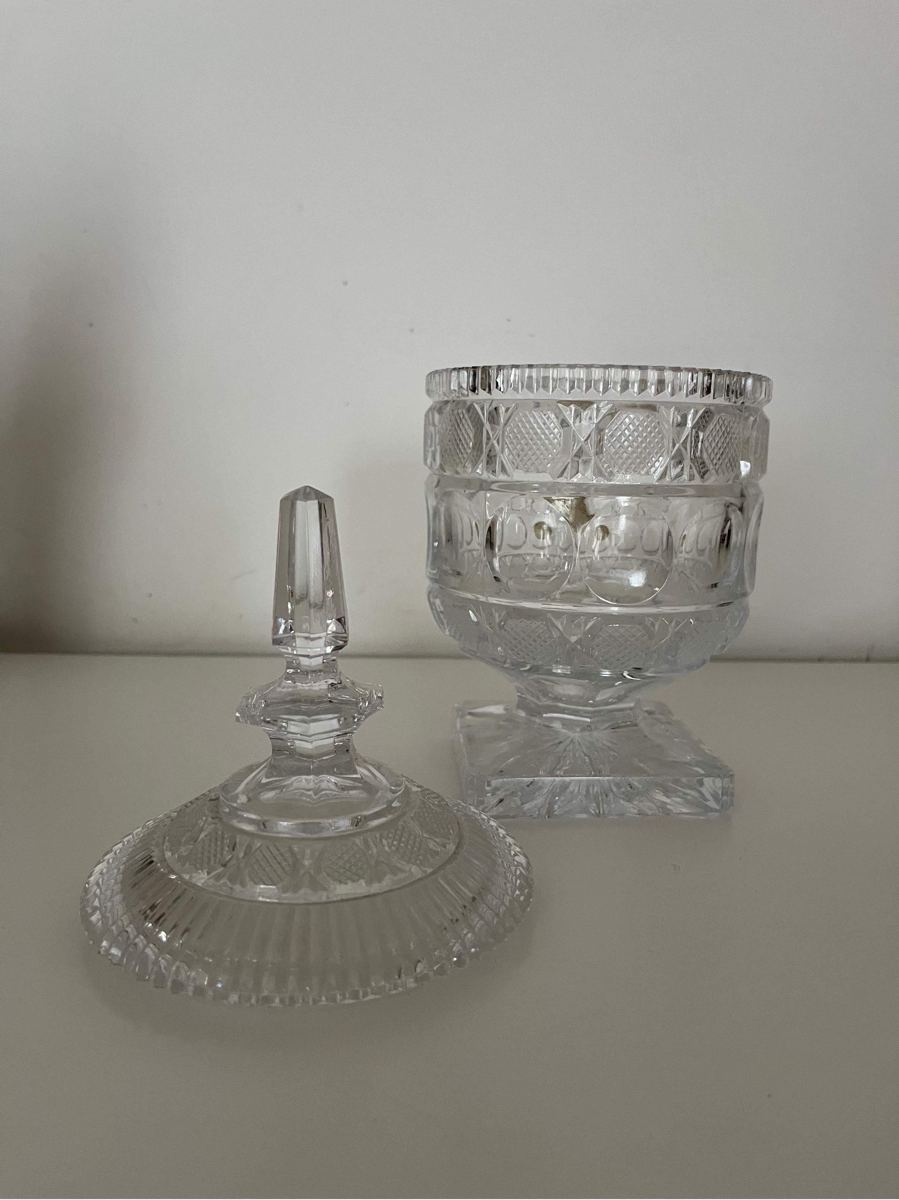 Early 20th Century Bohemia Crystal Chocolate Box, 1900s For Sale