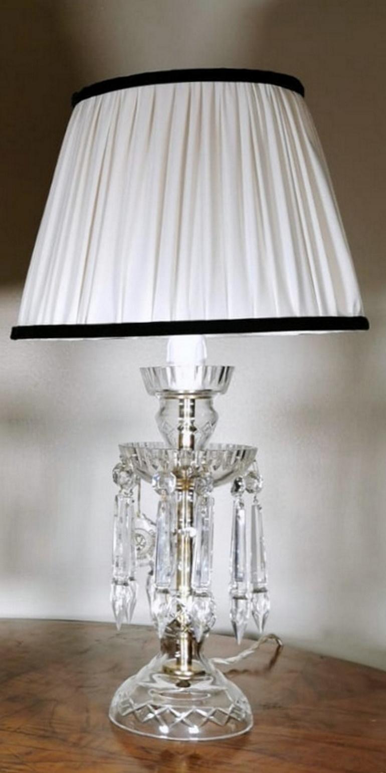 Hand-Carved Bohemia Crystal Pair of French Lamps.