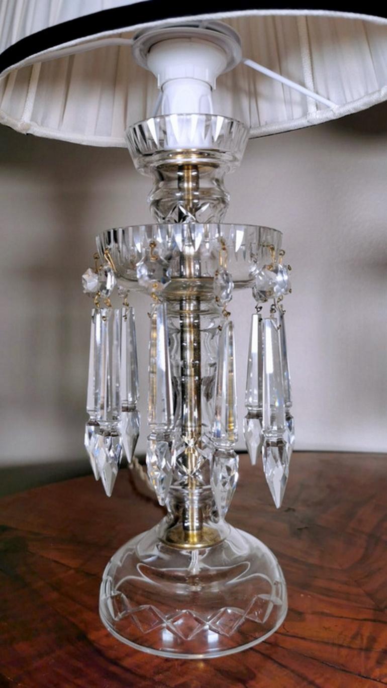 20th Century Bohemia Crystal Pair of French Lamps.