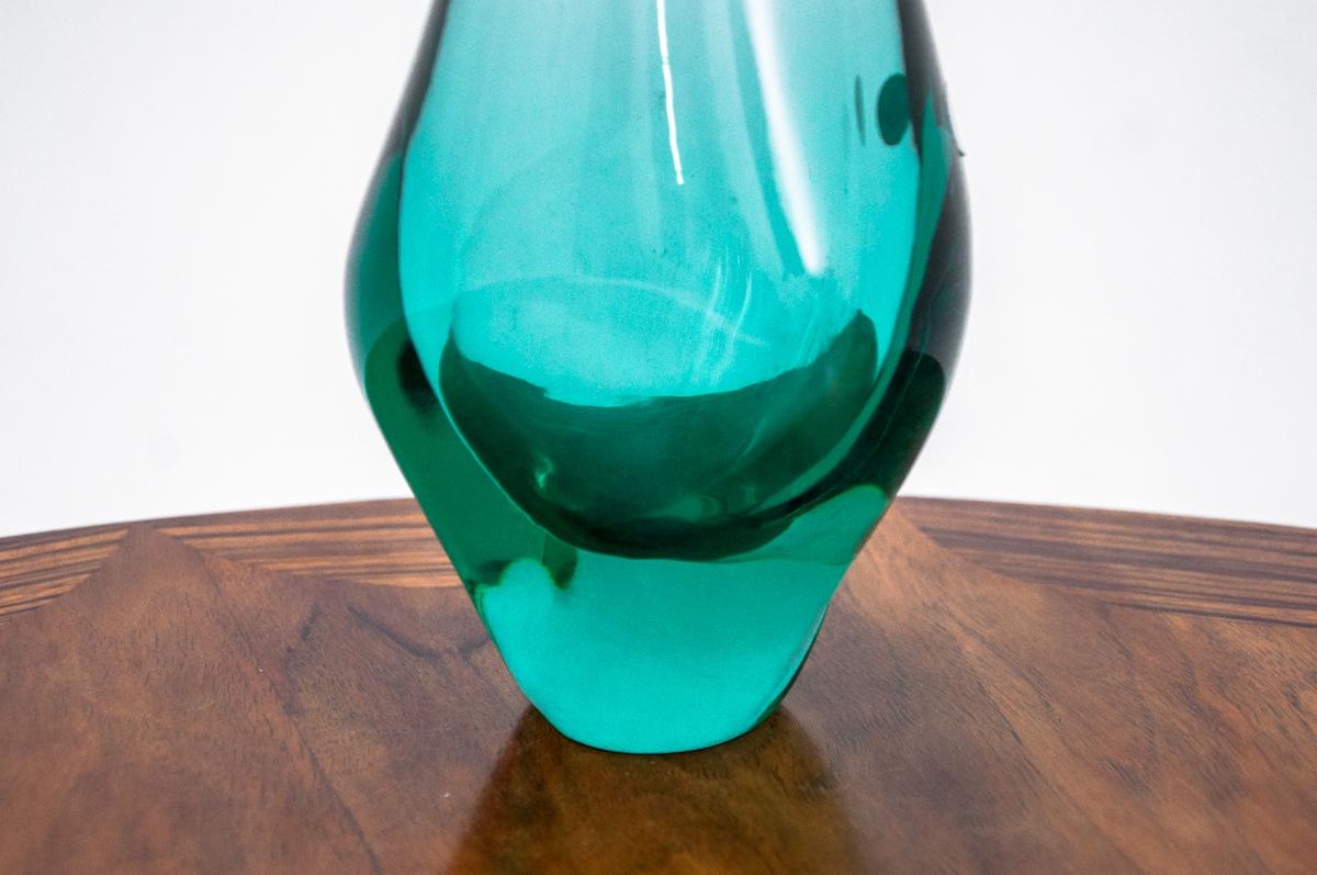 Mid-Century Modern Bohemia Green Vase, M. Klinger, Czechoslovakia, 1960s