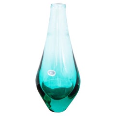 Böhmische grüne Vase, M. Klinger, Tschechoslowakei, 1960er Jahre