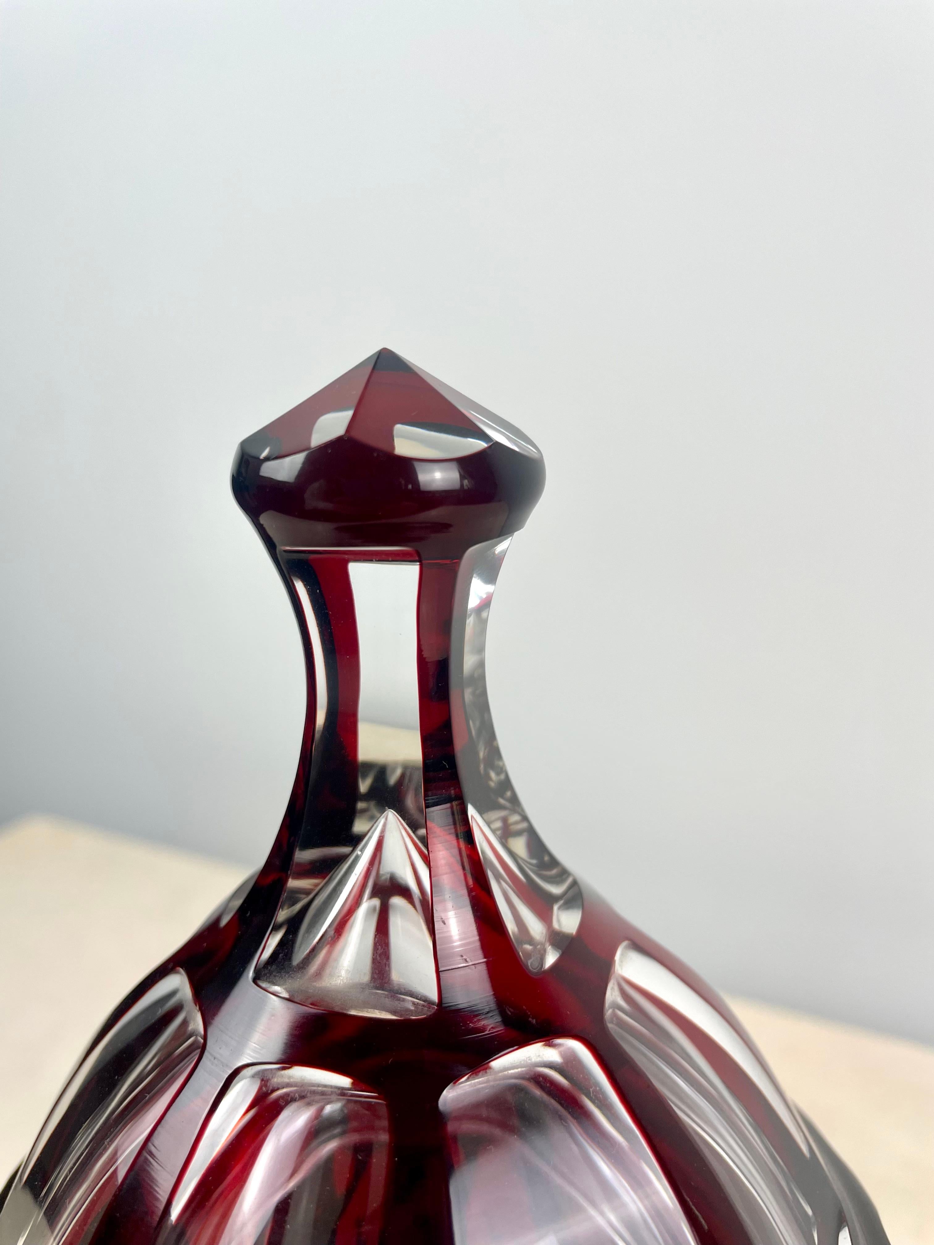 Bonbonnière ou lunette en cristal rouge de Bohemia - XIXème - République Tchèque  en vente 5