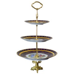 Dreistöckige böhmische Epergne, Tschechoslowakei, um 1945