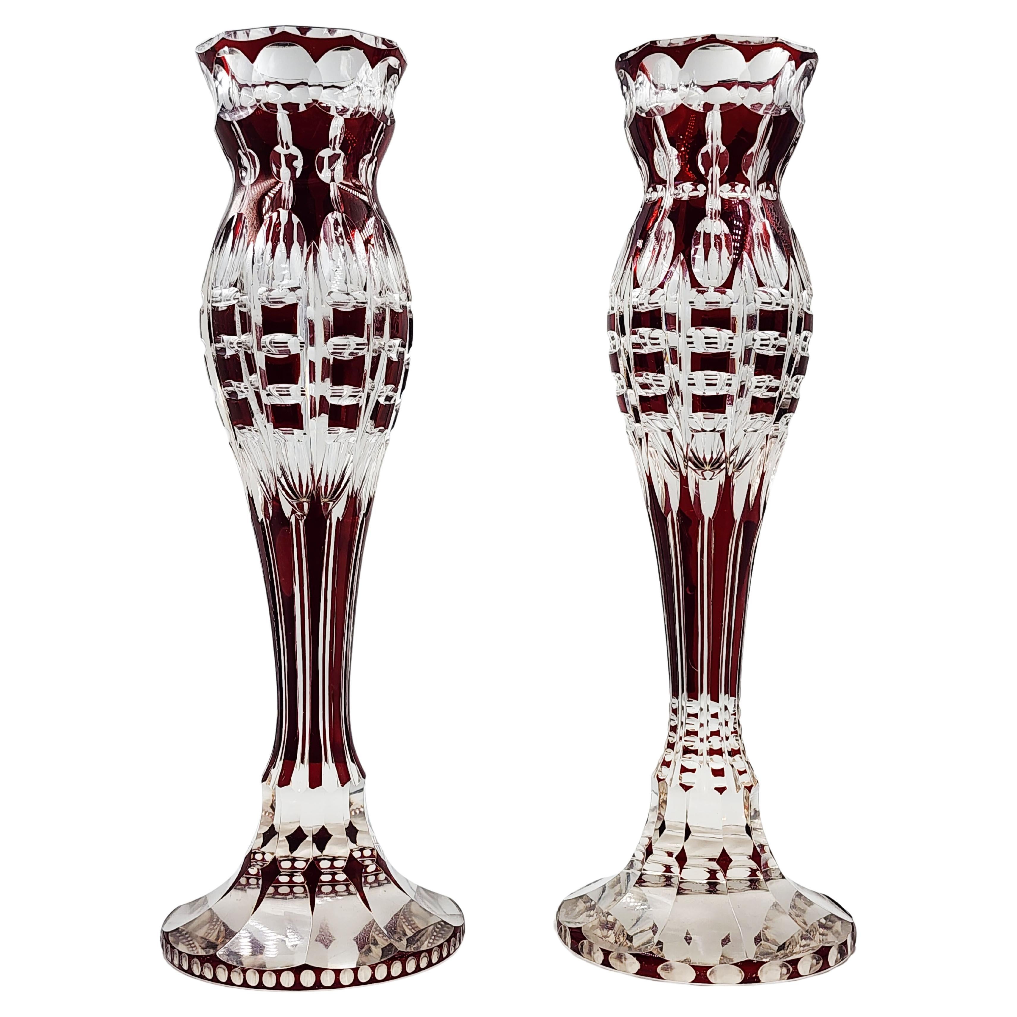 'Bohemia' vases, Cut Crystal with Geometric design.