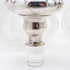 BOHEMIAN 1900 Pair of Liquors Decanters In Cut-Crystal And Sterling Silver