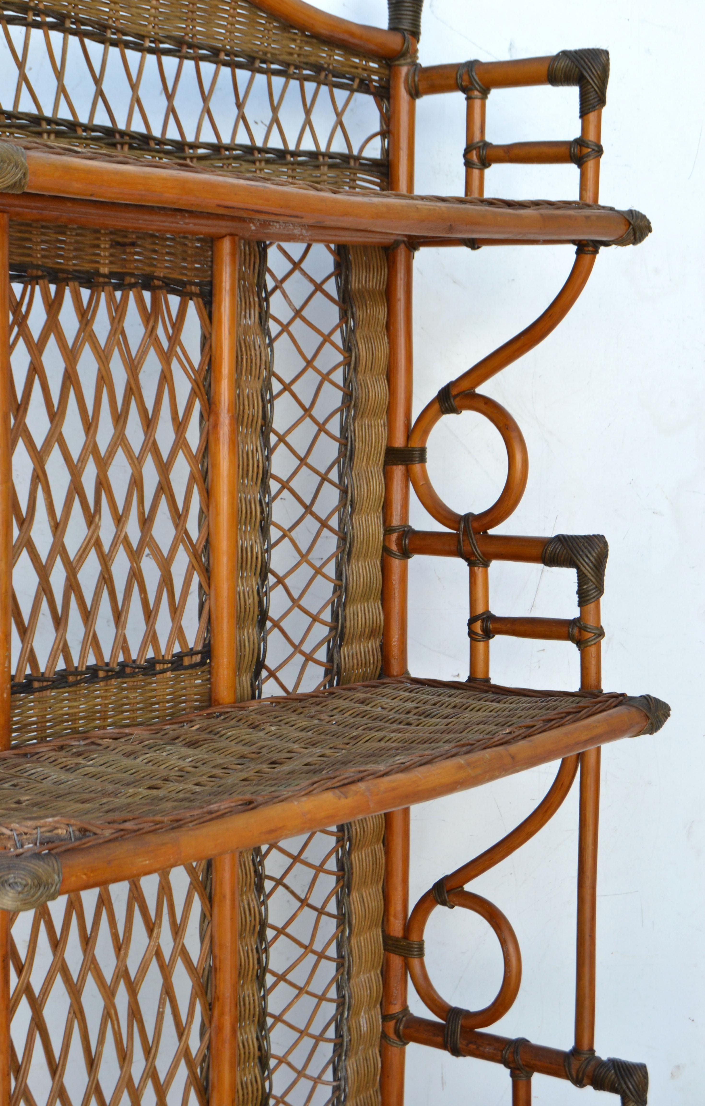 Bohemian 1950 Handmade Bentwood Bamboo, Reed & Cane Etagere, Bookcase, Cupboard  For Sale 2