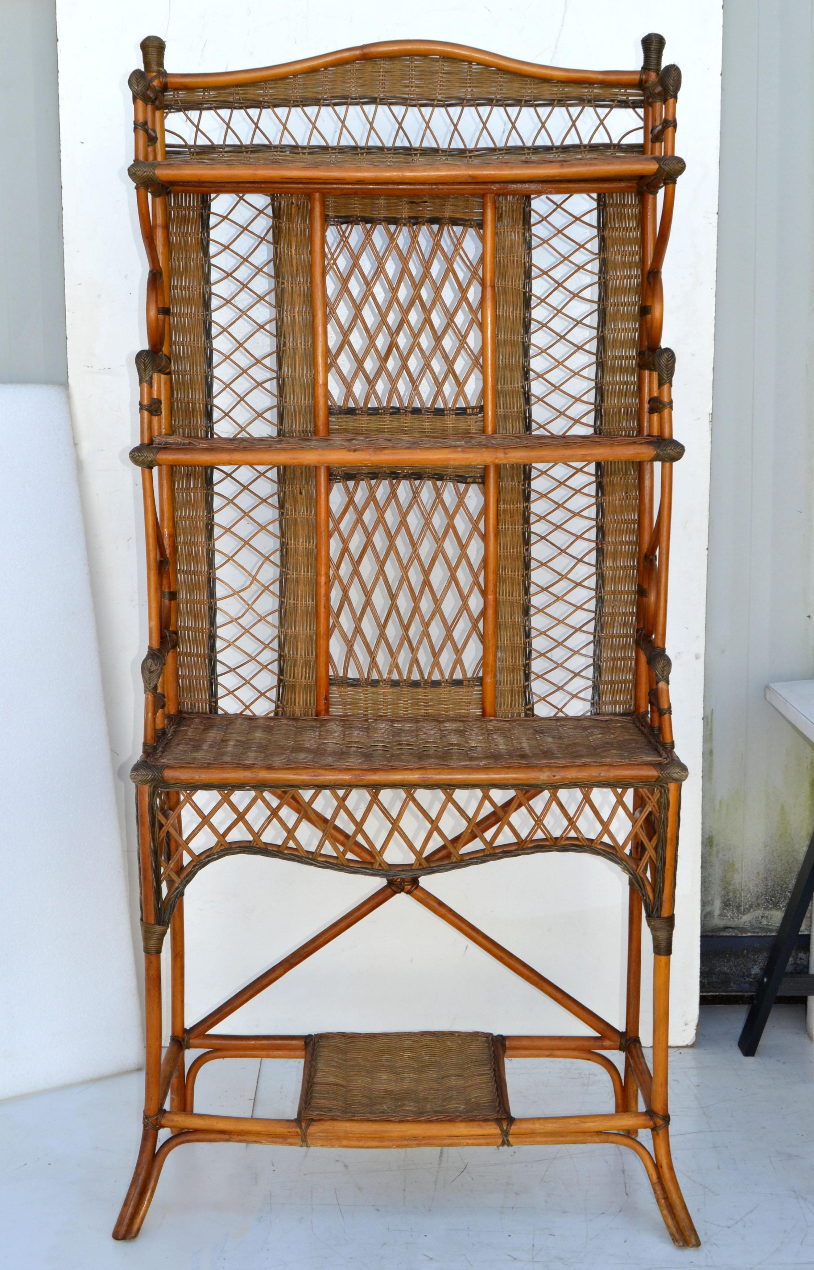Bohemian 1950 Handmade Bentwood Bamboo, Reed & Cane Etagere, Bookcase, Cupboard  For Sale 10