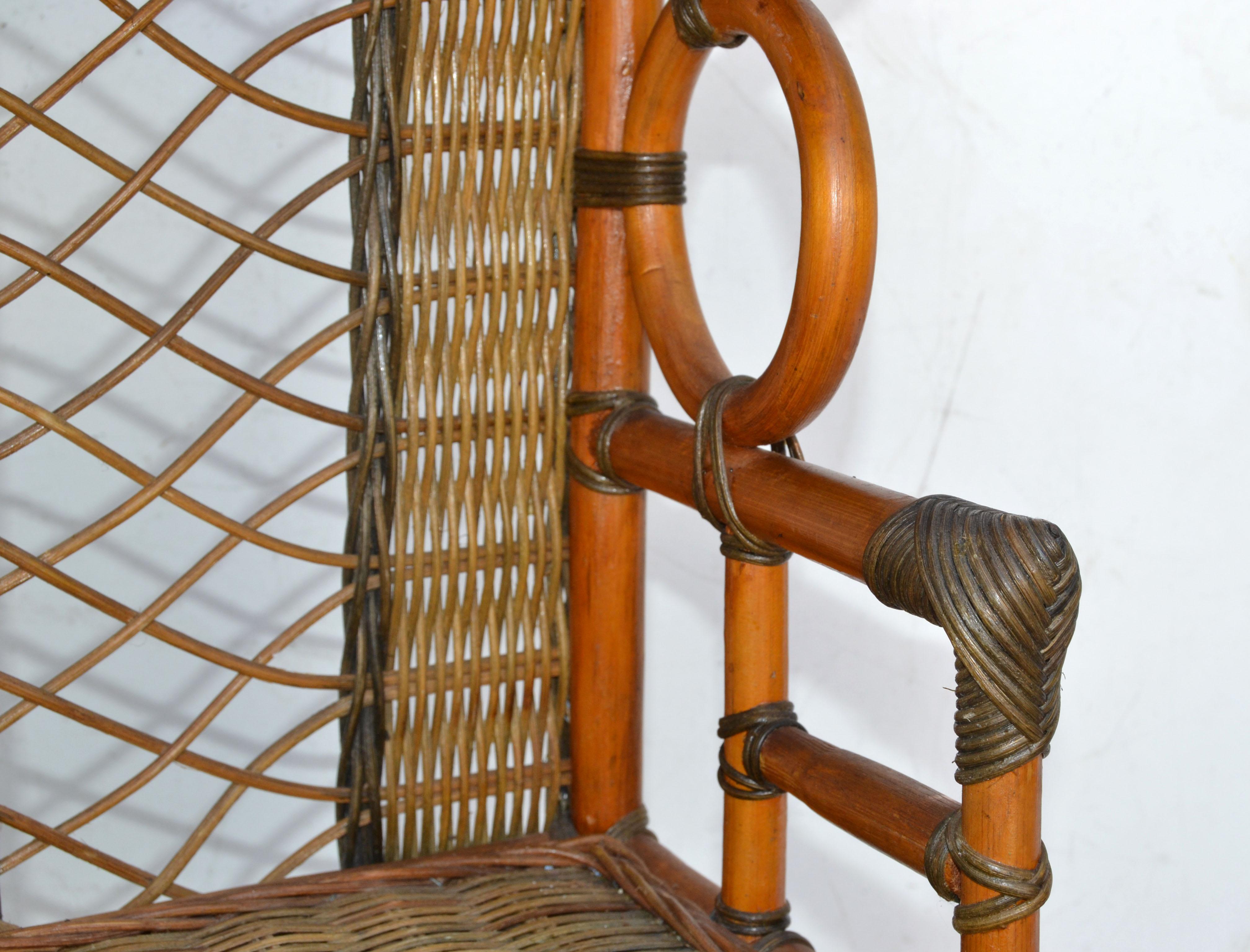 American Bohemian 1950 Handmade Bentwood Bamboo, Reed & Cane Etagere, Bookcase, Cupboard  For Sale