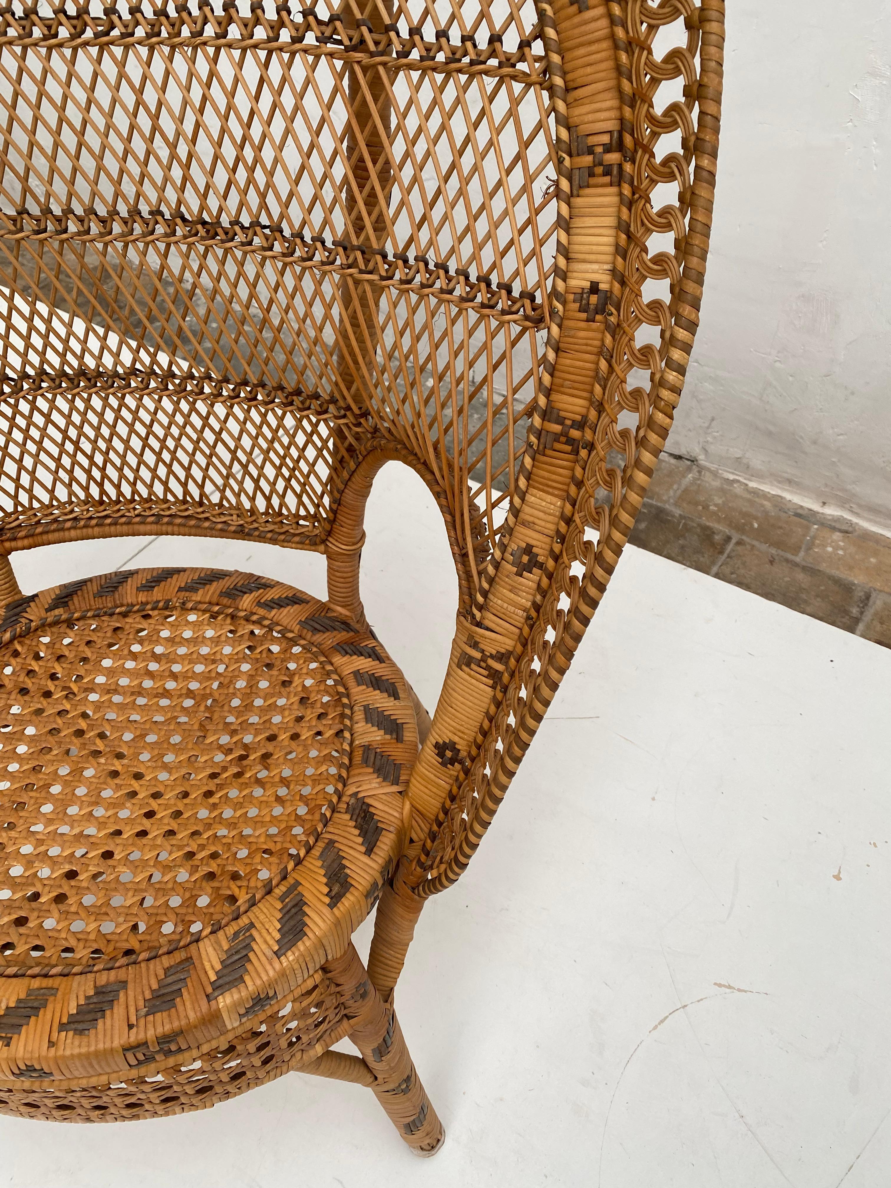 Bamboo Bohemian 1970's Handwoven Peacock Chair  For Sale