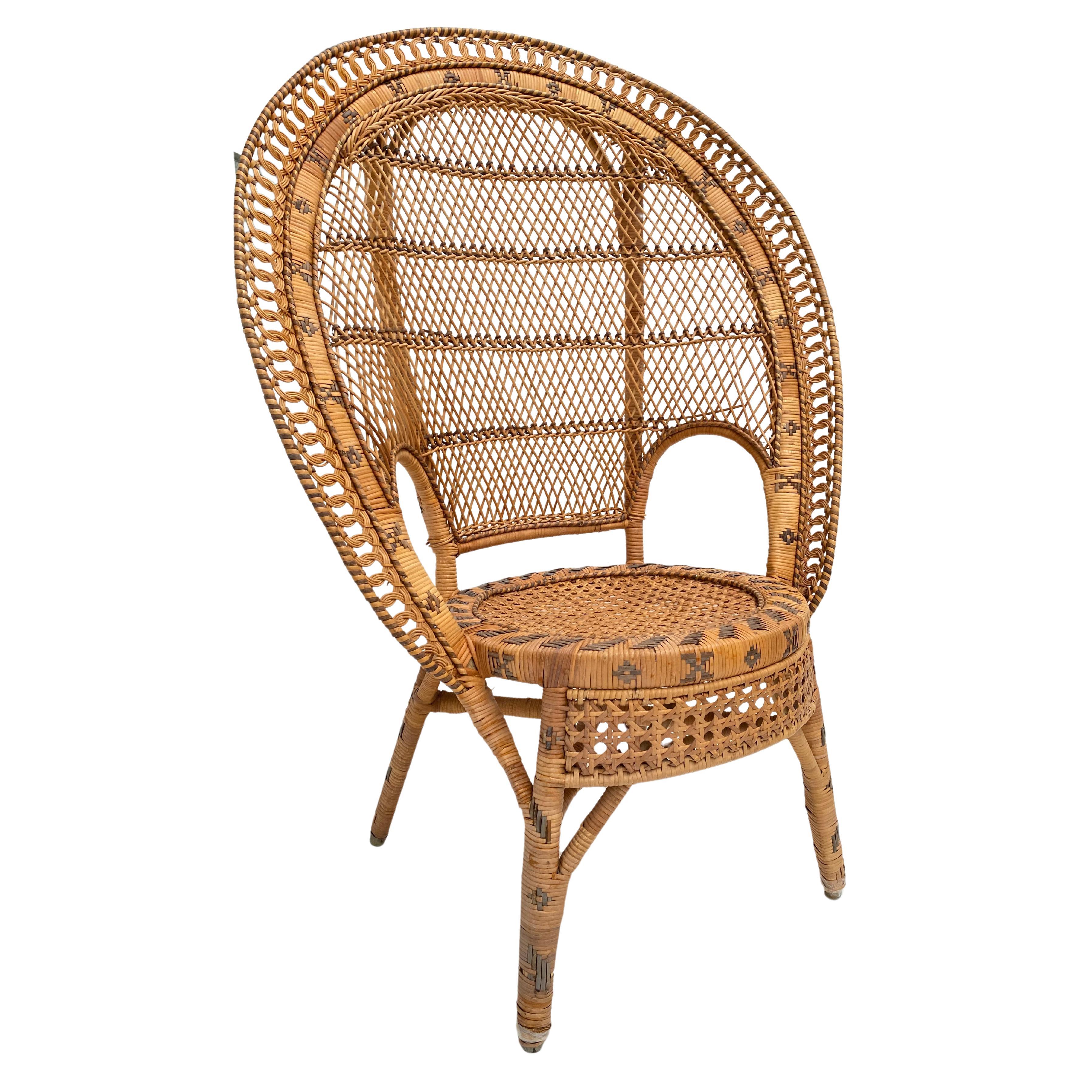 Bohemian 1970's Handwoven Peacock Chair  For Sale