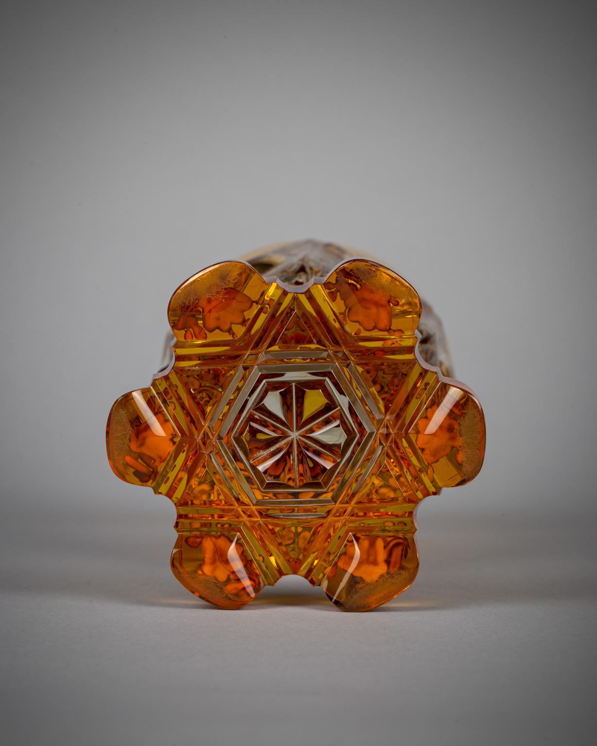 Bohemian Amber and Clear Large Goblet, circa 1840 For Sale 1