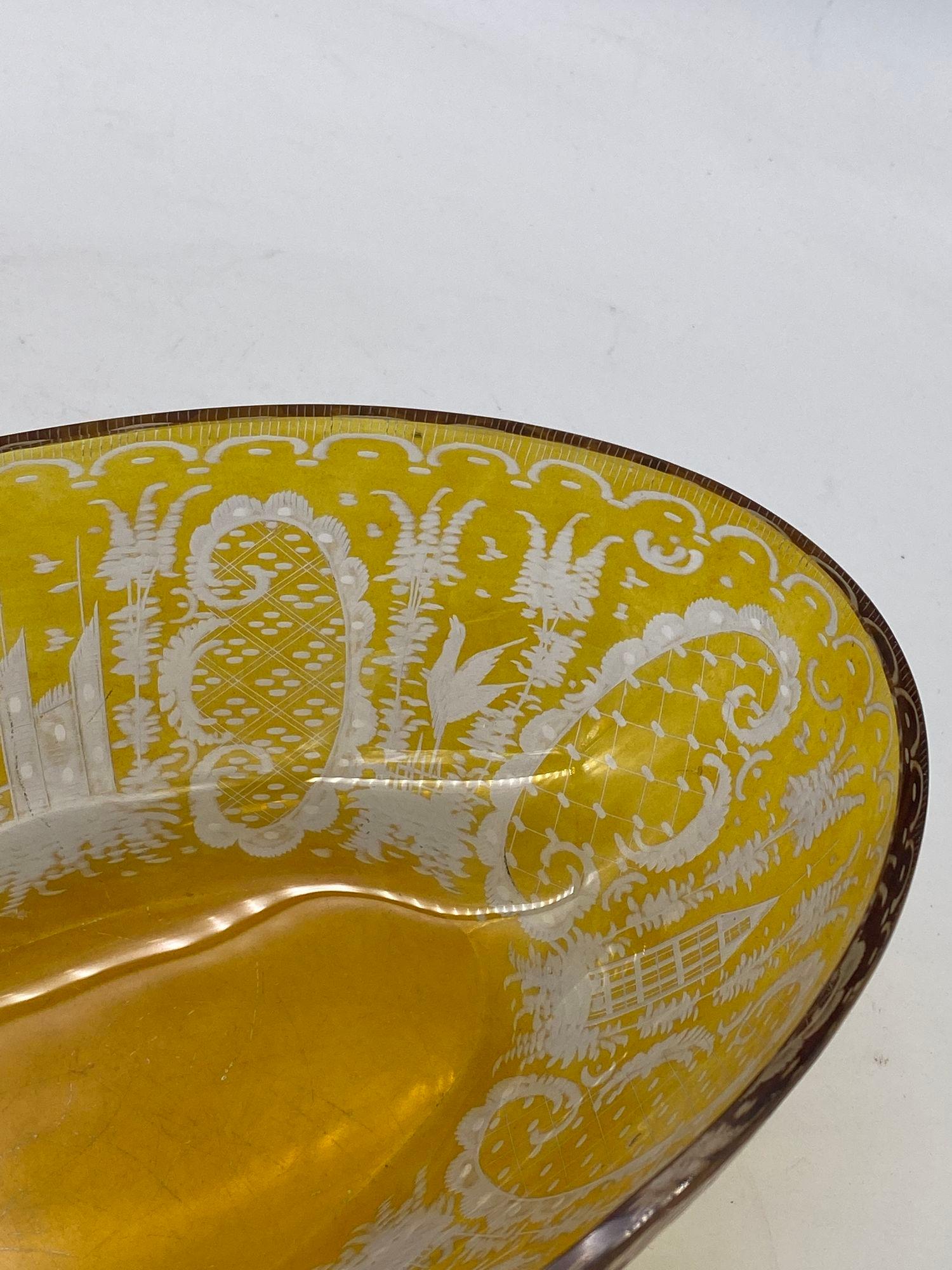 American Bohemian Amber-Flashed Glass Bowl Flared Form, Circa 1900 For Sale