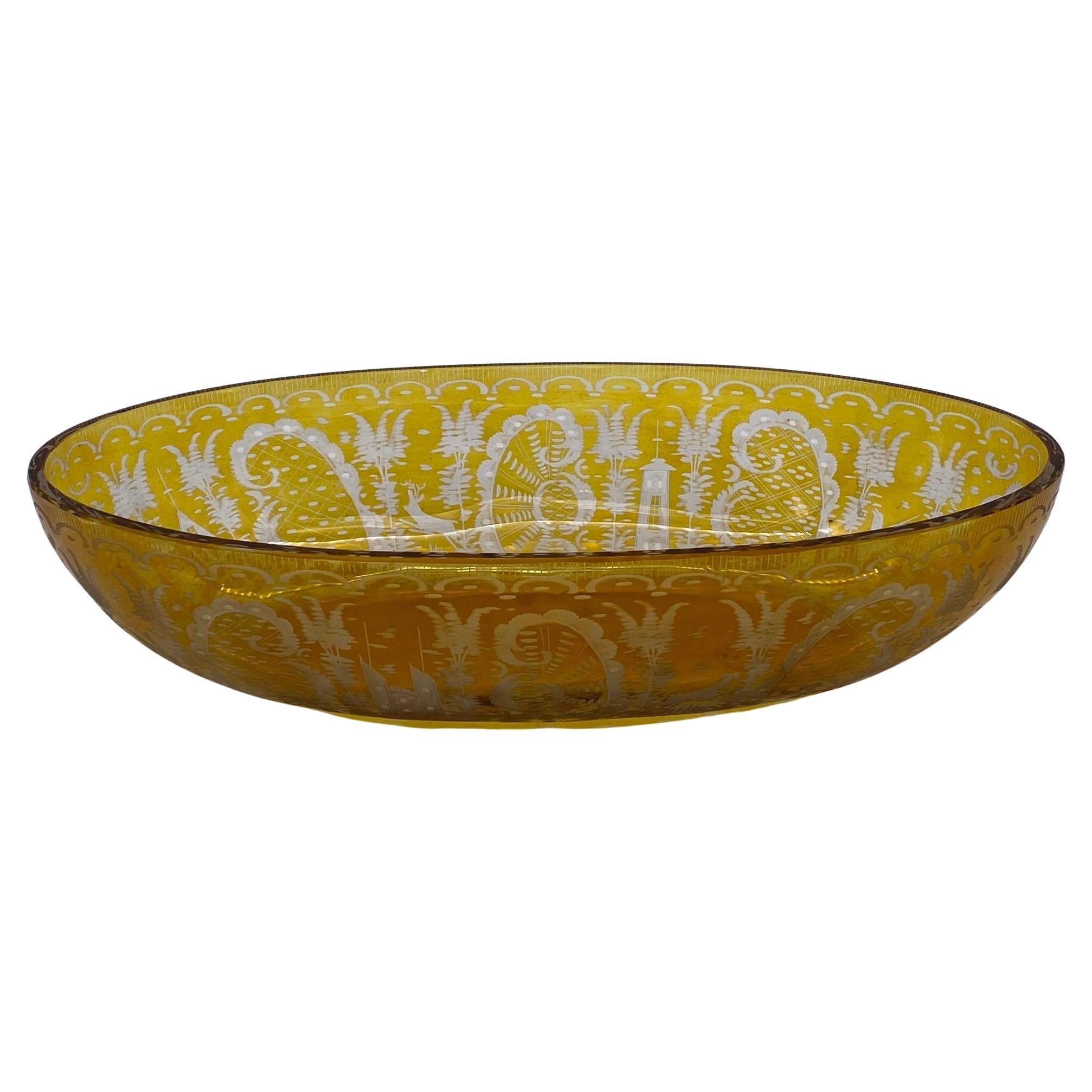 Bohemian Amber-Flashed Glass Bowl Flared Form, Circa 1900 For Sale