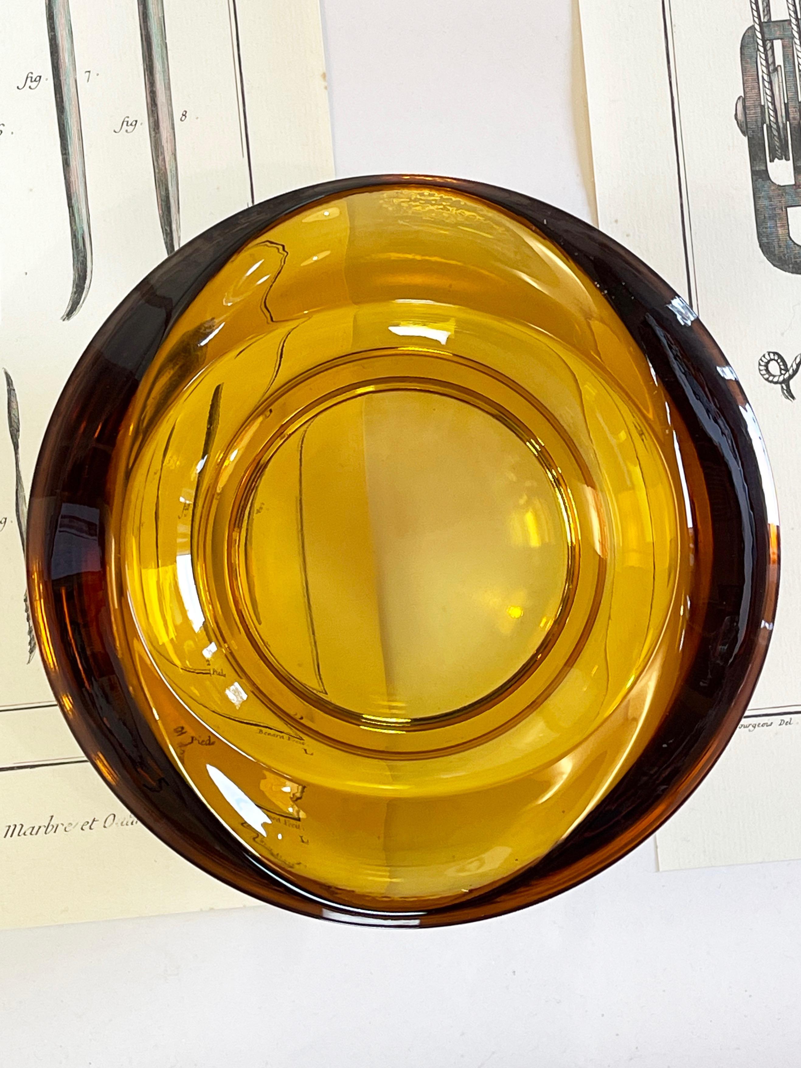 Bohemian Amber Glass Ashtray by Rudolf Jurnikl for Union Sklo, Rozice, Czech In Good Condition In Andernach, DE