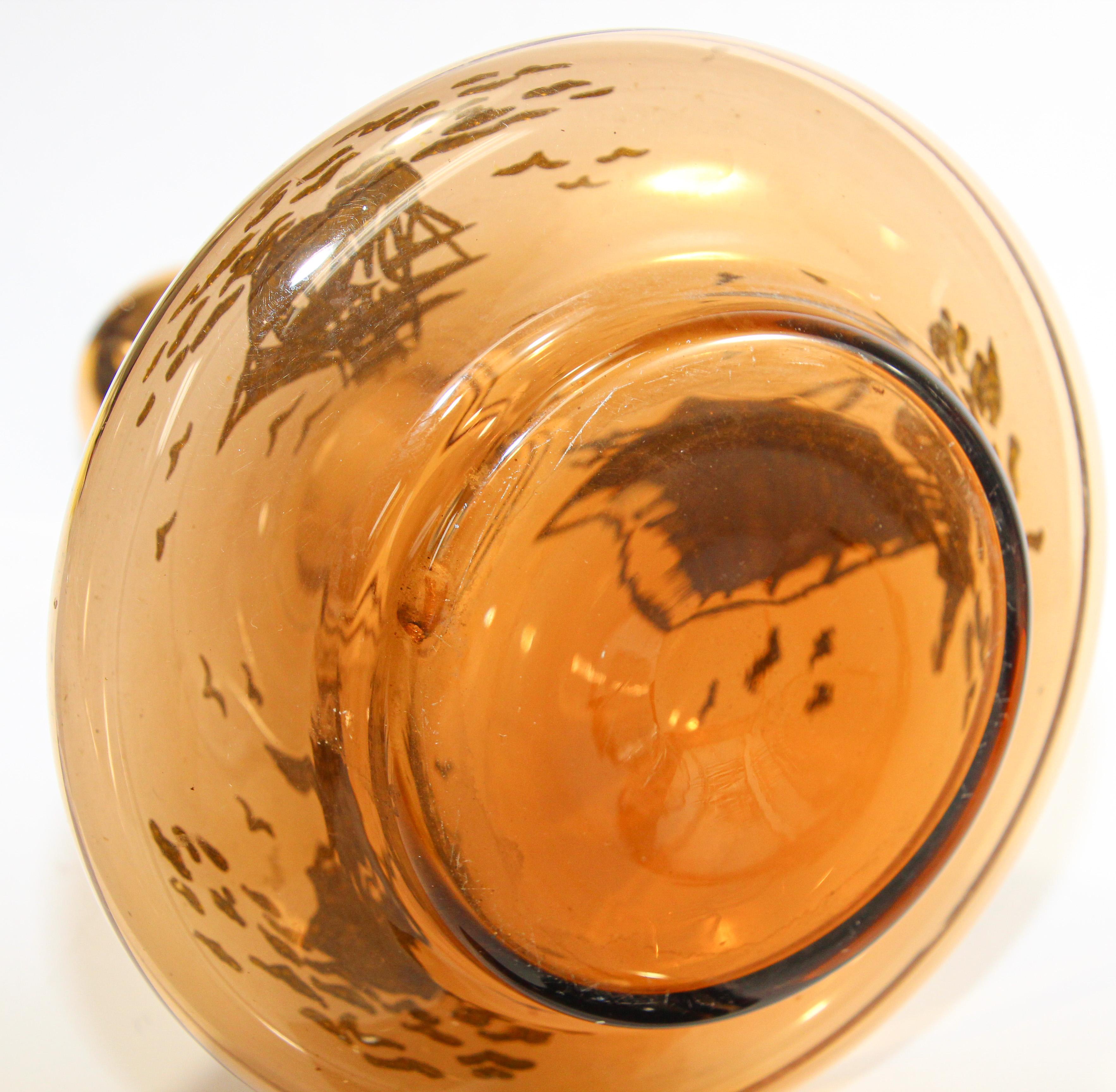Blown Glass Bohemian Amber Glass Liquor Decanter