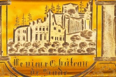 Bohemian Antique Engraved Overlay Yellow Glass Sugar Casket