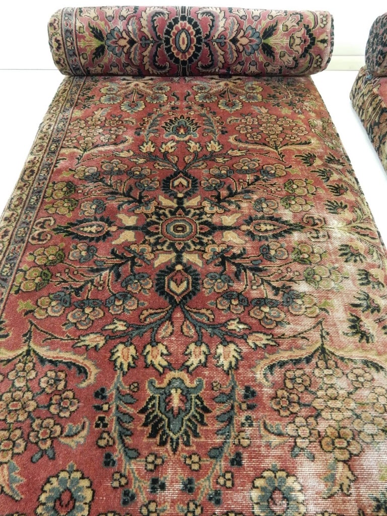 Bohemian Persian Rug Upholstered Day Bed Cushions with Bolsters at 1stDibs