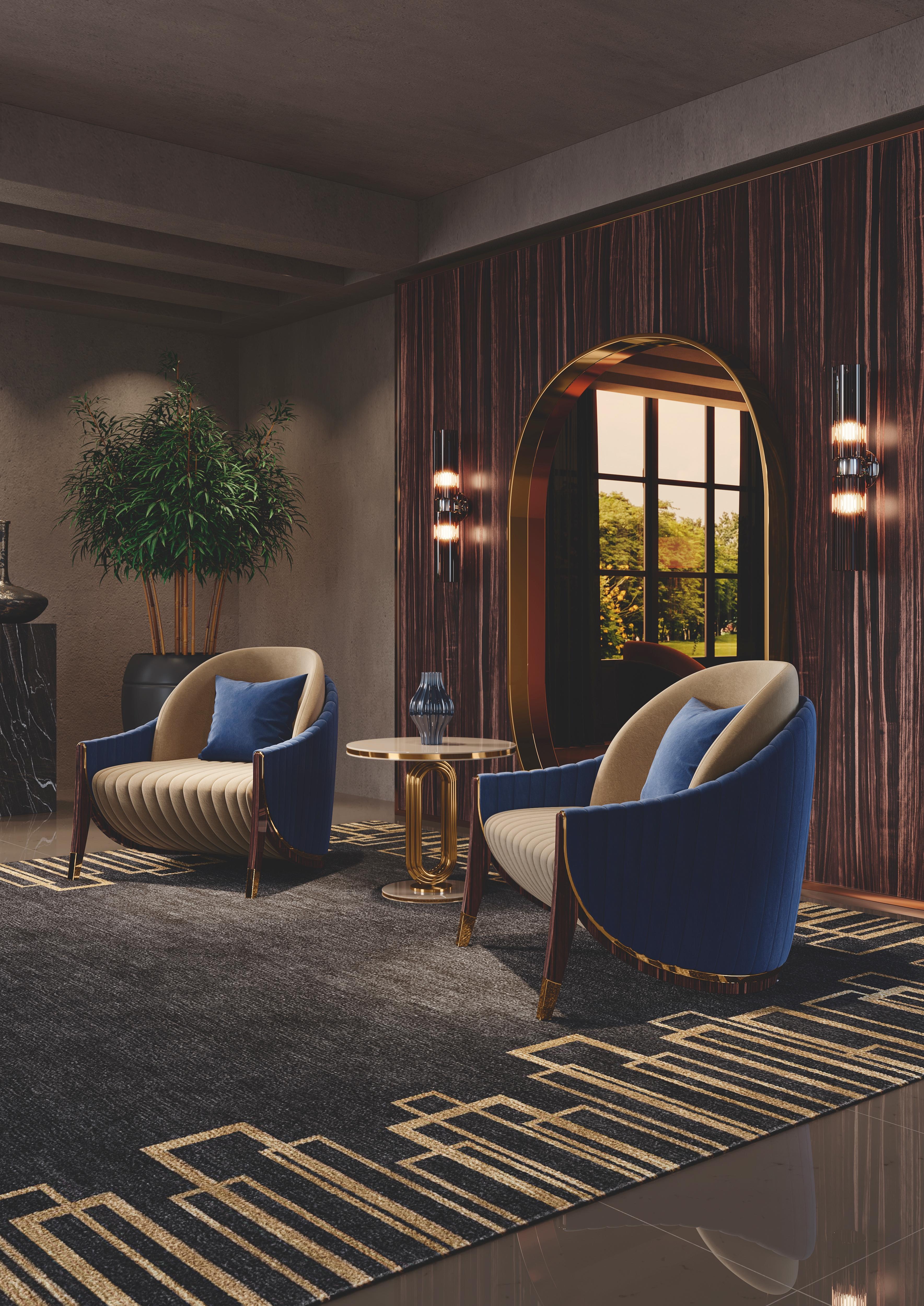 er Bohemian Armchair ist ein kühnes und unkonventionelles Statement, gefertigt aus edlen MATERIALEN und traditionellen Polstertechniken. Inspiriert von der Eleganz des Art Déco, verbindet dieser Sessel skulpturale Linien, luxuriöse Texturen und