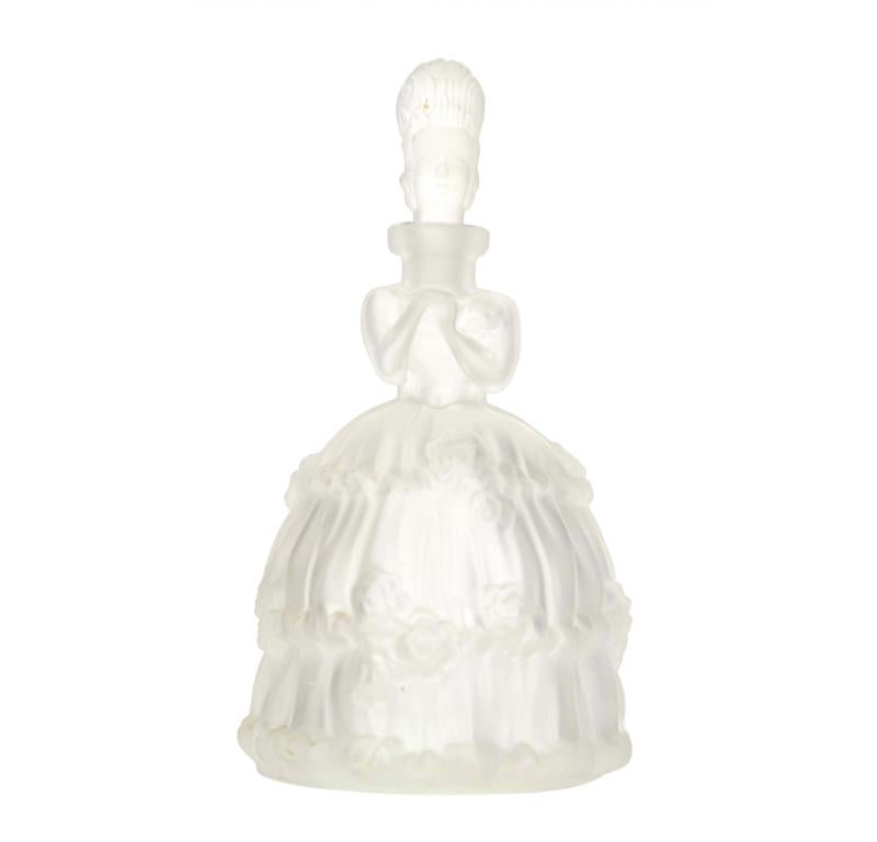 Bohemian Art Deco Frosted Glass Figural Perfume Bottle