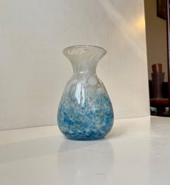 Bohemian Art Deco Vase in Blue Spatter Glass, Antonin Rükl & Sons, 1930s