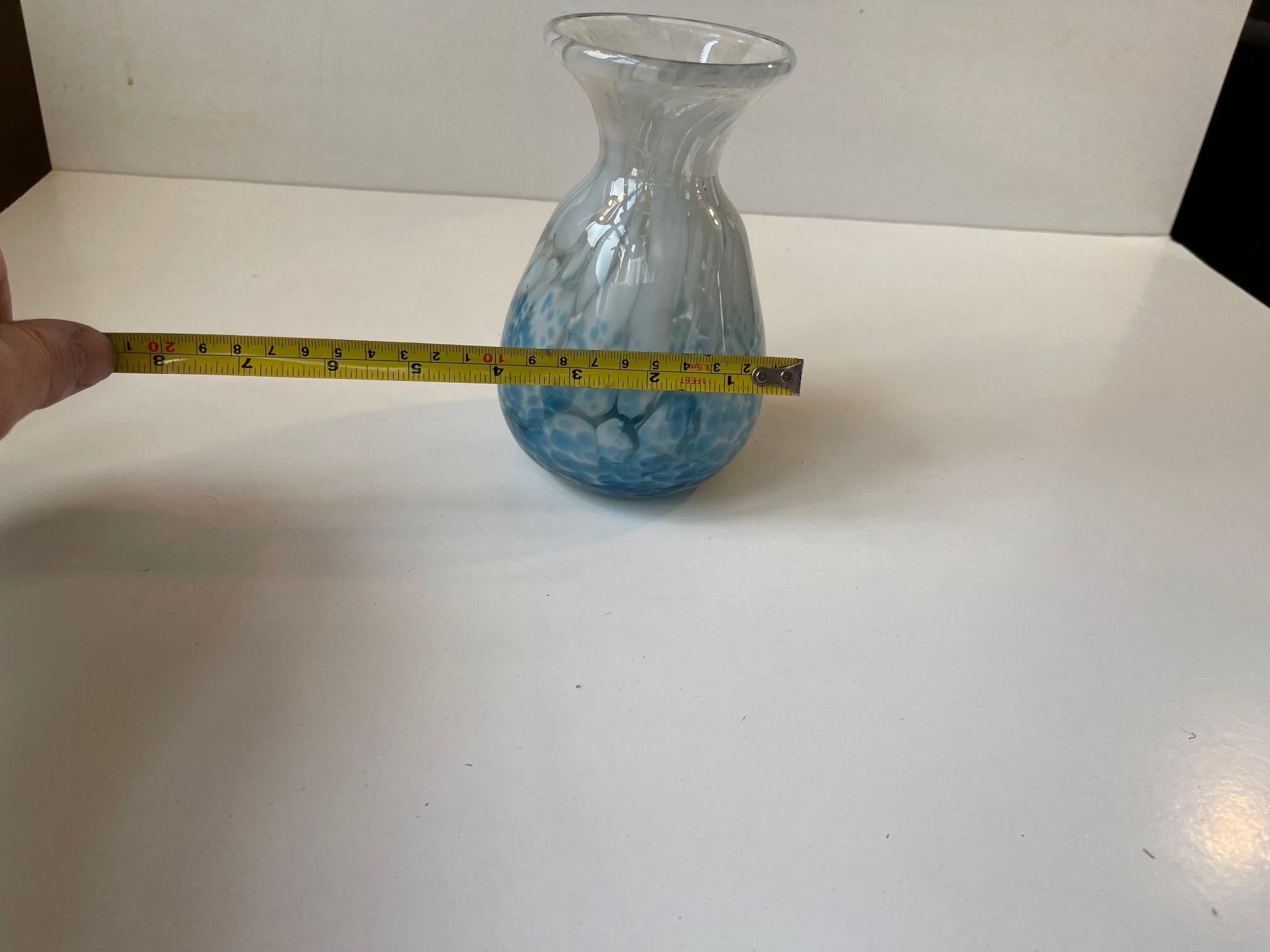 Blown Glass Bohemian Art Deco Vase in Blue Spatter Glass, Antonin Rükl & Sons, 1930s For Sale