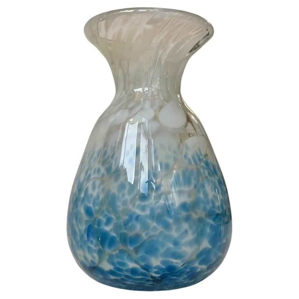 Bohemian Art Deco Vase in Blue Spatter Glass, Antonin Rükl & Sons, 1930s