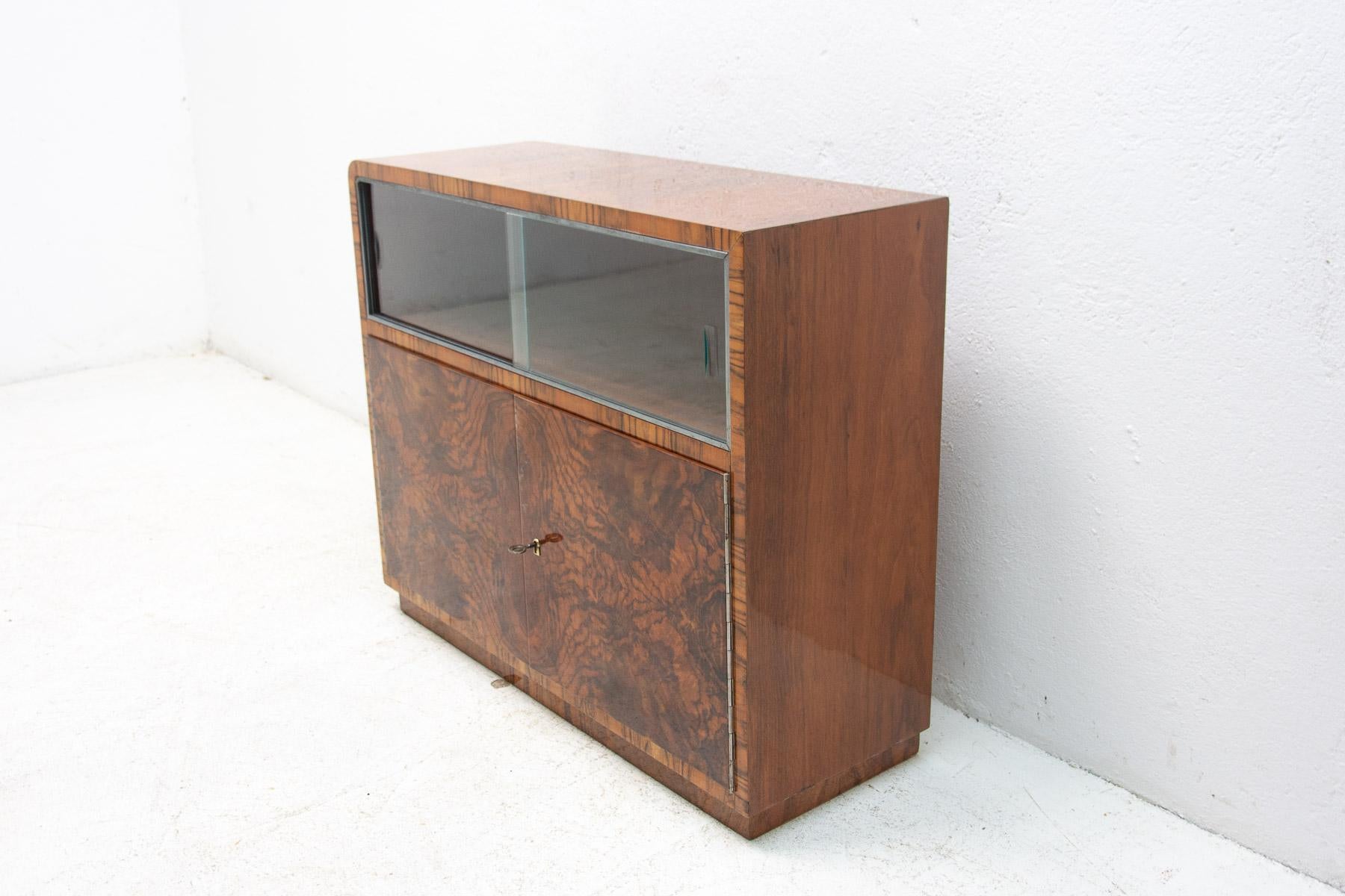 Veneer  Bohemian Art Deco Walnut Sideboard or Buffet, 1930s