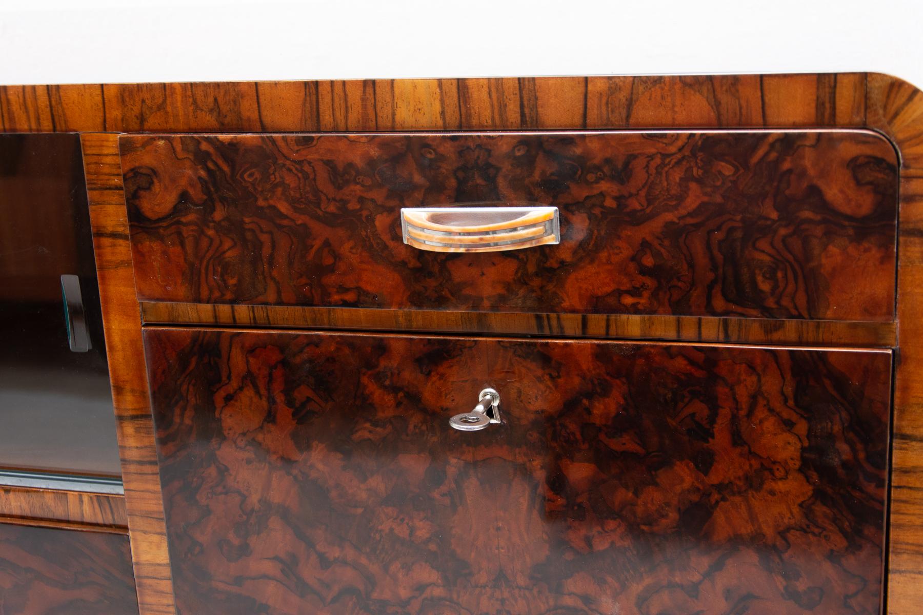 Bohemian Art Deco Walnut Veneer Sideboard or Buffet, 1930s 2