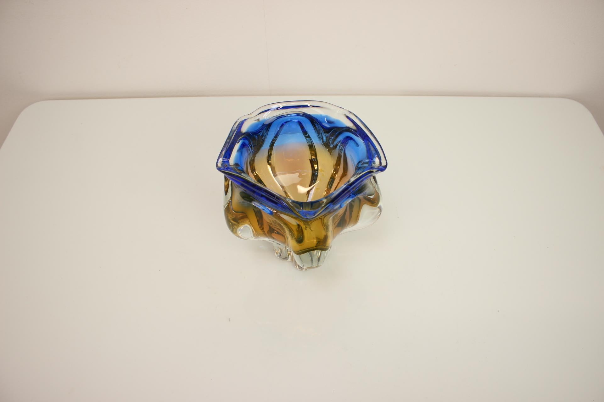 Czech Bohemian Art Glass Ashtray by Josef Hospodka, 1960's