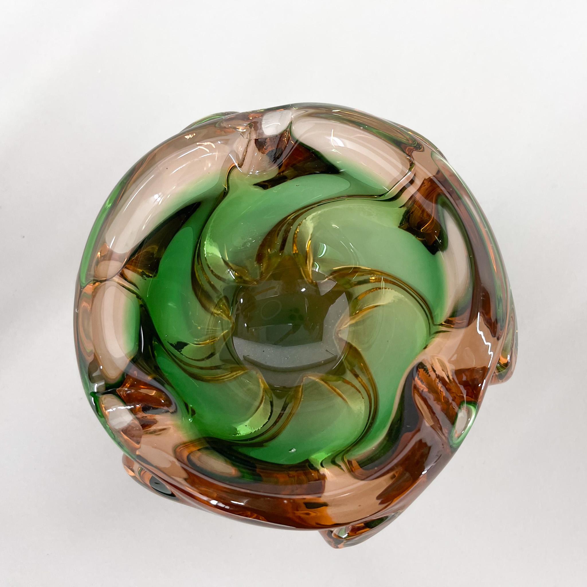 Mid-Century Modern Bohemian Art Glass Bowl/Ashtray by Josef Hospodka, 1960's For Sale