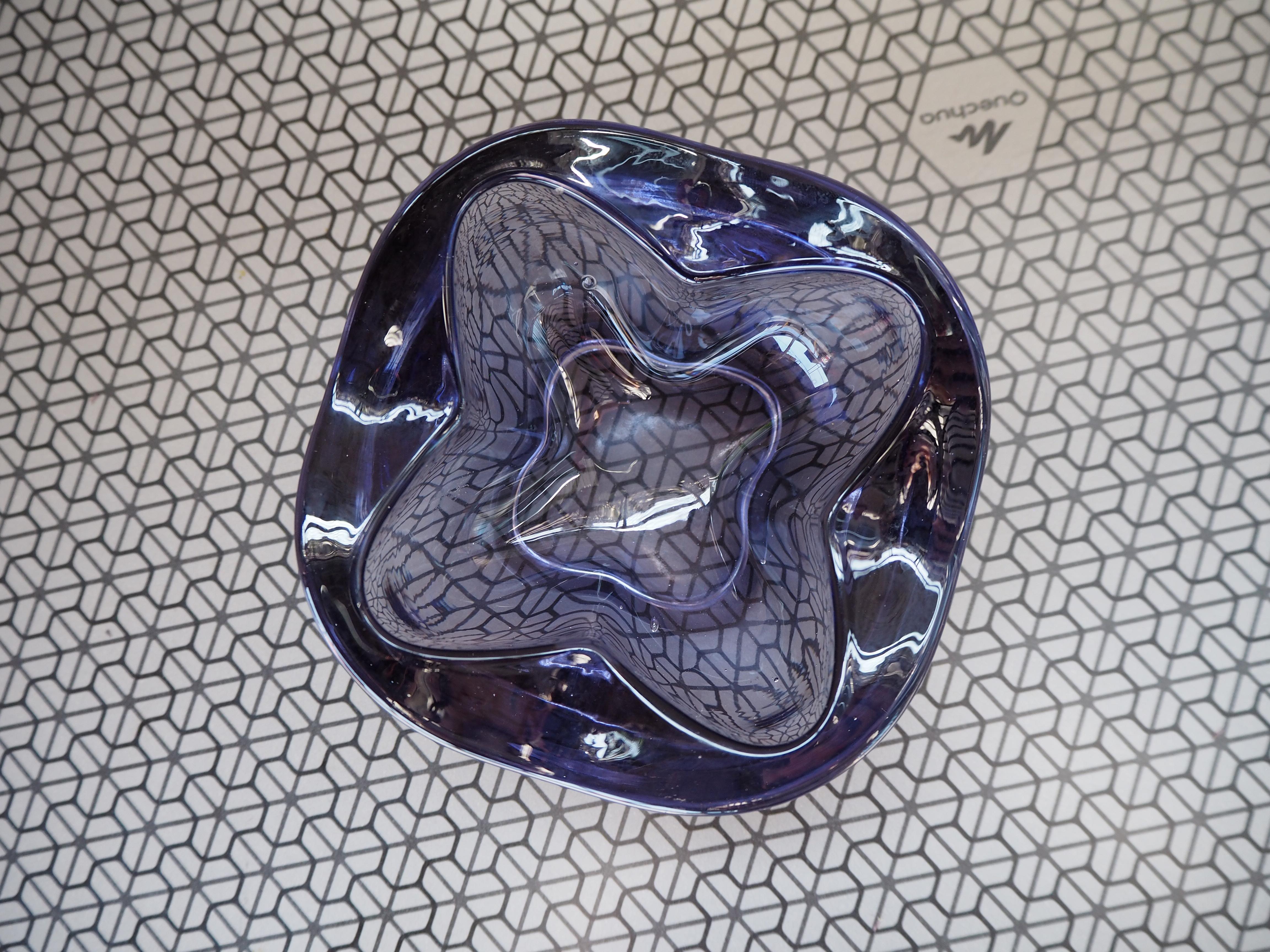 Czech Bohemian Art Glass Bowl/Ashtray by Josef Hospodka, 1960's For Sale