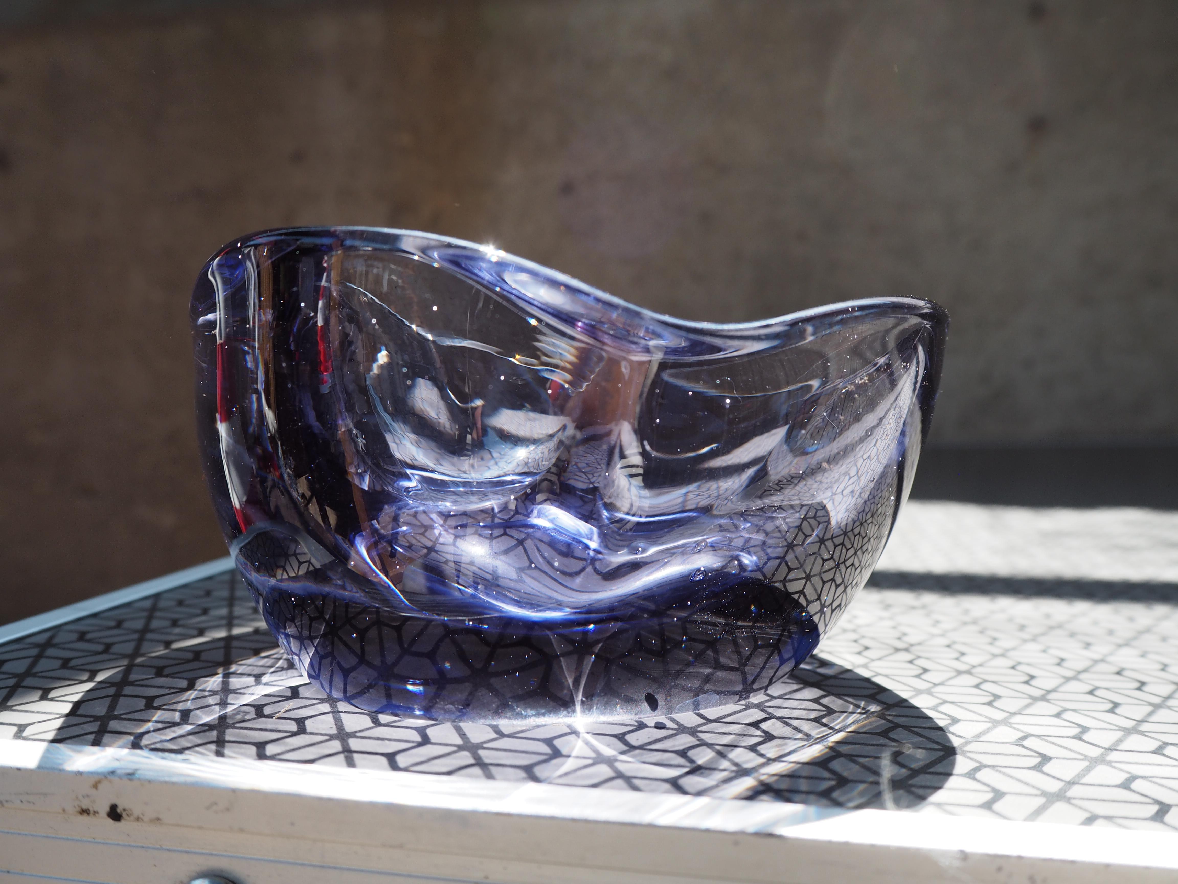 Bohemian Art Glass Bowl/Ashtray by Josef Hospodka, 1960's In Good Condition For Sale In Praha, CZ